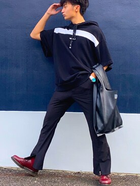 「SHAREEF（シャリーフ）のアイテム（パーカー）」を使った、ざわ_低身長男子styleさん（メンズ・162cm）の秋コーディネート