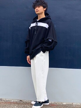 「SHAREEF（シャリーフ）のアイテム（パーカー）」を使った、ざわ_低身長男子styleさん（メンズ・163cm）の秋コーディネート