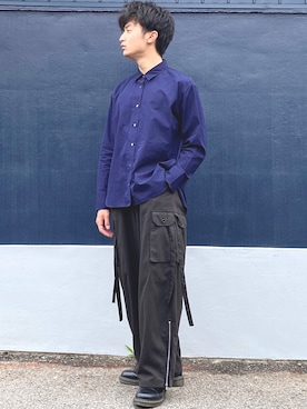 「CASPER JOHN（キャスパージョン）のアイテム（スラックス）」を使った、ざわ_低身長男子styleさん（メンズ・163cm）の春コーディネート