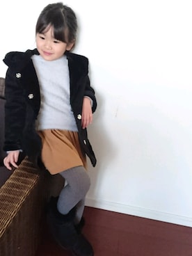 「CIAOPANIC TYPY（チャオパニックティピー）のアイテム（ムートンコート）」を使った、はなのさん（キッズ・110cm）の冬コーディネート
