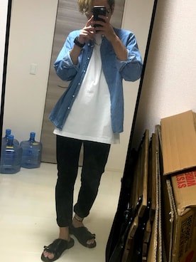 「RED KAP（レッドキャップ）のアイテム（Tシャツ/カットソー）」を使った、K-ISDさん（メンズ・172cm）の夏コーディネート