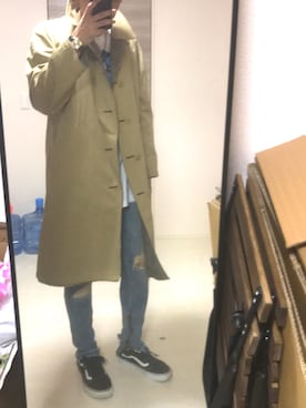 「アイテム（ステンカラーコート）」を使った、K-ISDさん（メンズ・172cm）の秋コーディネート