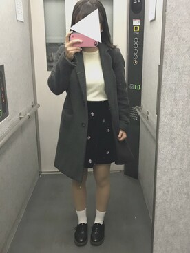 「学校」｜「アイテム（チェスターコート）」を使った、さきおさん（レディース・157cm）の秋コーディネート