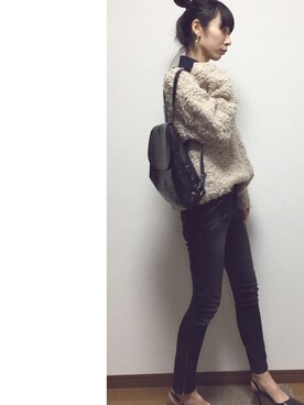 「もけもけ」｜「アイテム（アクセサリー）」を使った、Lilychouchouさん（レディース・163cm）の冬コーディネート
