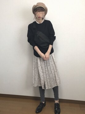 「スウエット」｜「アイテム（ハンチング/ベレー帽）」を使った、Lilychouchouさん（レディース・163cm）の冬コーディネート