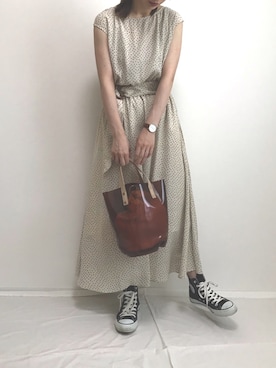 「ドットワンピ」｜「アイテム（アナログ腕時計）」を使った、Lilychouchouさん（レディース・163cm）の夏コーディネート