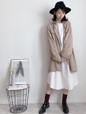 「natural couture（ナチュラルクチュール）のアイテム（イヤリング）」を使った、Lilychouchouさん（レディース・163cm）の秋コーディネート