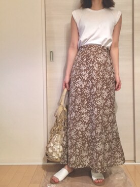 「HANES（ヘインズ）の【WEB限定】Hanes(ヘインズ) 2PスリーブレスTシャツ（Tシャツ/カットソー）」を使った、RMさん（レディース・157cm）の夏コーディネート