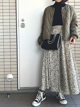 「UNIQLO（ユニクロ）のエクストラファインメリノリブタートルネックセーター（長袖）（ニット/セーター）」を使った、RMさん（レディース・157cm）の秋コーディネート