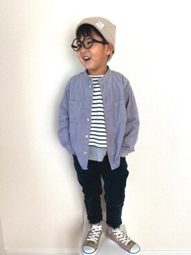 「apres les cours（アプレレクール）のアイテム（ニットキャップ/ビーニー）」を使った、TARE-MAYUさん（キッズ・120cm）の冬コーディネート
