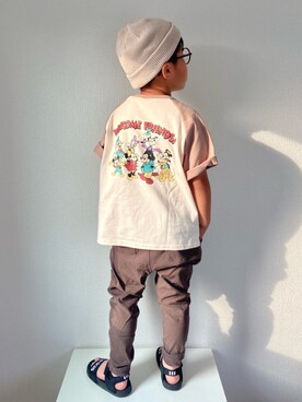 「apres les cours（アプレレクール）のアイテム（ニットキャップ/ビーニー）」を使った、TARE-MAYUさん（キッズ・120cm）の夏コーディネート