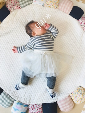 「natural basic style organiccottonのアイテム（Tシャツ/カットソー、グレー系）」を使った、mayu*さん（レディース・151cm）の冬コーディネート