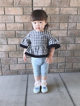 「kladskap（クレードスコープ）のアイテム（サンダル）」を使った、mayu*さん（キッズ・80cm）の春コーディネート