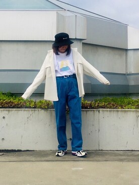 「JUNRED（ジュンレッド）のアイテム（帽子）」を使った、tomoさん（レディース・152cm）の春コーディネート