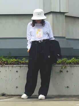 「JUNRED（ジュンレッド）のアイテム（帽子）」を使った、tomoさん（レディース・152cm）の春コーディネート