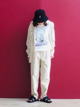 「JUNRED（ジュンレッド）のアイテム（サンダル）」を使った、tomoさん（レディース・152cm）の春コーディネート