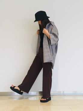 「JUNRED（ジュンレッド）のアイテム（帽子）」を使った、tomoさん（レディース・152cm）の夏コーディネート