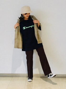 「JUNRED（ジュンレッド）のアイテム（帽子）」を使った、tomoさん（レディース・152cm）の夏コーディネート