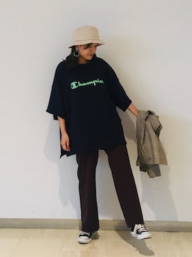「JUNRED（ジュンレッド）のアイテム（帽子）」を使った、tomoさん（レディース・152cm）の夏コーディネート