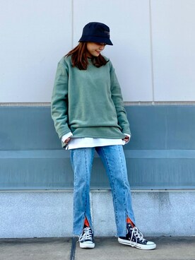 「JUNRED（ジュンレッド）のアイテム（帽子）」を使った、tomoさん（レディース・152cm）の冬コーディネート