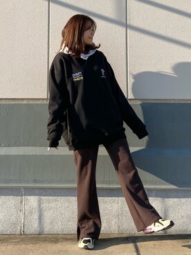 「JUNRED（ジュンレッド）のアイテム（パーカー）」を使った、tomoさん（レディース・152cm）の冬コーディネート
