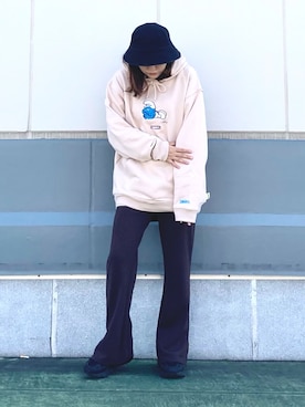 「JUNRED（ジュンレッド）のアイテム（帽子）」を使った、tomoさん（レディース・152cm）の春コーディネート