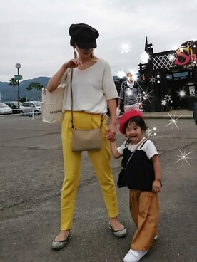 「アイテム（キャスケット）」を使った、tokoさん（キッズ・90cm）の秋コーディネート