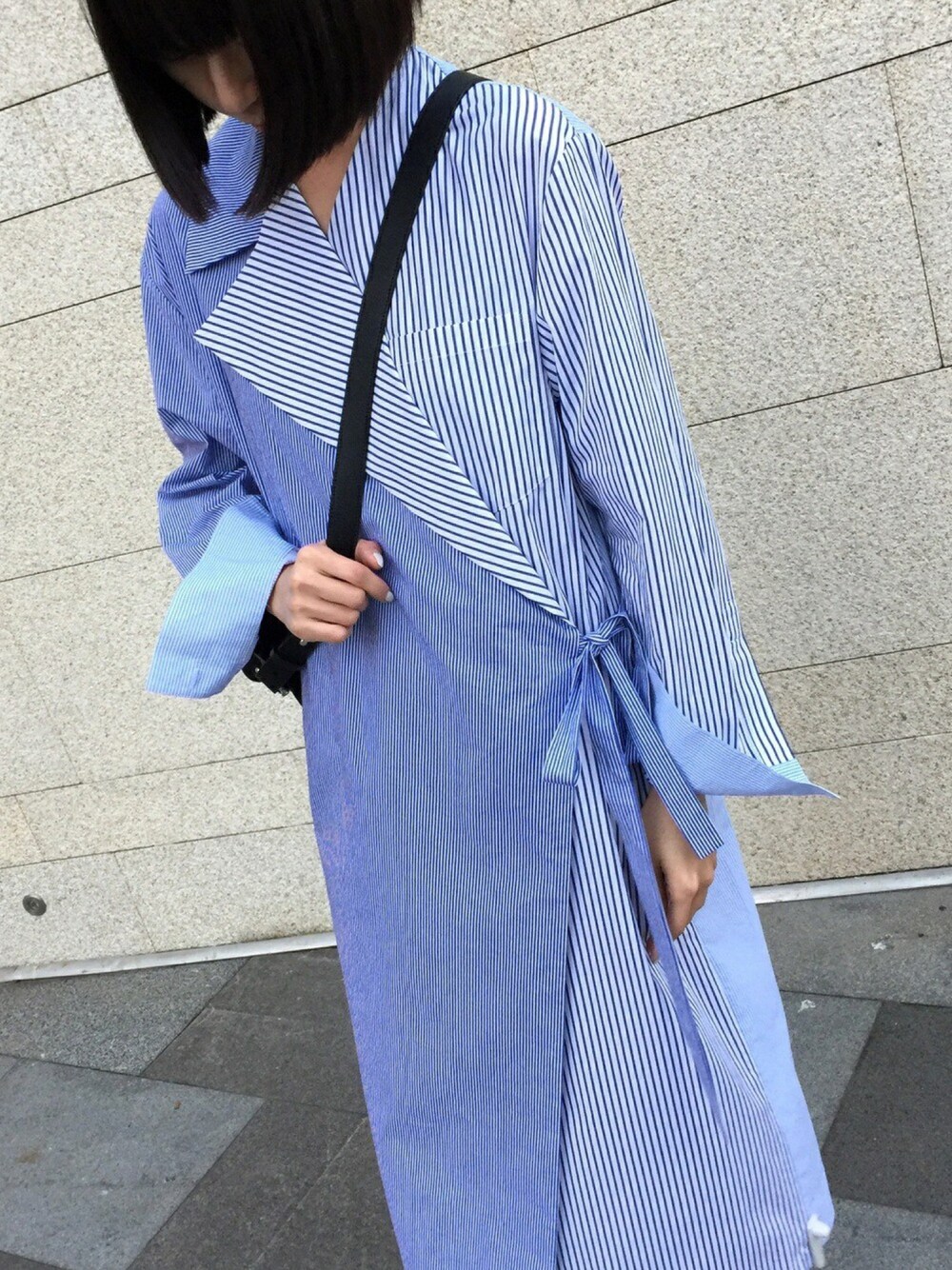 「秋コーデ、カジュアルコーデ、オトナカジュアル、recto、Ann Demeulemeester」｜「RECTO.のアイテム（ワンピース、ブルー系）」を使った、weiさん（レディース・168cm）の秋コーディネートの1枚目の写真