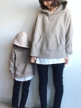 スウェットレイヤードプルパーカーを使ったレディース人気ファッションコーディネート Wear