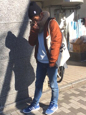 「H&M（エイチ・アンド・エム）のアイテム（ジャケット/アウター）」を使った、いかさんさん（メンズ・168cm・10代）の冬コーディネート