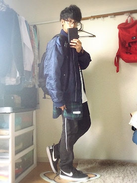 「off white」｜「アイテム（ブルゾン）」を使った、.toshiki.さん（メンズ・169cm）の春コーディネート