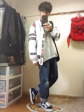 「EDWIN」｜「アイテム（ブルゾン）」を使った、.toshiki.さん（メンズ・169cm）の春コーディネート