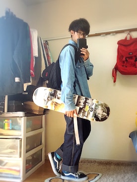 「デニムonデニム」｜「アイテム（その他）」を使った、.toshiki.さん（メンズ・169cm）の春コーディネート