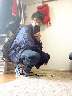 「ゆるゆる」｜「アイテム（ブルゾン）」を使った、.toshiki.さん（メンズ・169cm）の春コーディネート