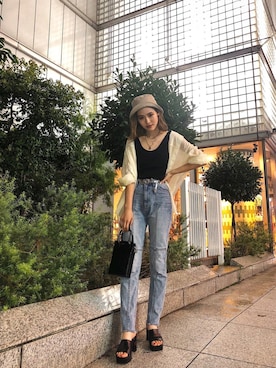 「H&M（エイチ・アンド・エム）のアイテム（帽子）」を使った、本庄　彩葵さん（レディース・164cm）の夏コーディネート
