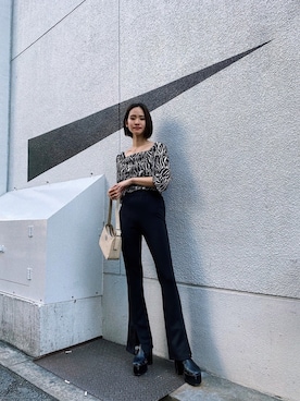 「アイテム（バッグ、ホワイト系）」を使った、本庄　彩葵さん（レディース・164cm）の春コーディネート