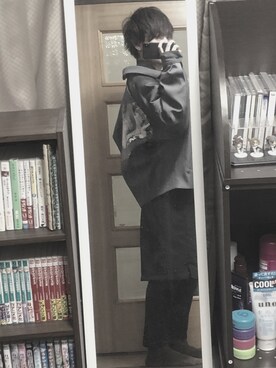 「HARE（ハレ）のアイテム（ノーカラージャケット）」を使った、亡骸のピーナッツ(備忘録)さん（メンズ・167cm）の冬コーディネート