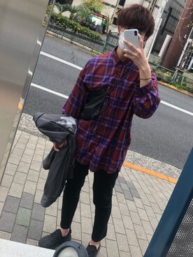 「HARE（ハレ）のアイテム（ノーカラージャケット）」を使った、亡骸のピーナッツ(備忘録)さん（メンズ・167cm）の春コーディネート