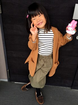 「no brand（ノーブランド）のアイテム（モカシン/デッキシューズ）」を使った、MahoKona♡mamaさん（キッズ・100cm）の秋コーディネート
