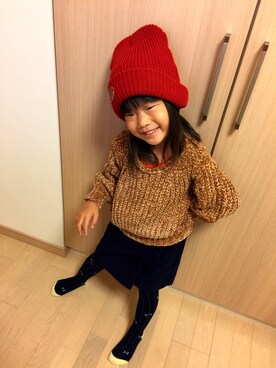 「アイテム（タイツ/ストッキング、ブルー系）」を使った、MahoKona♡mamaさん（キッズ・100cm）の秋コーディネート