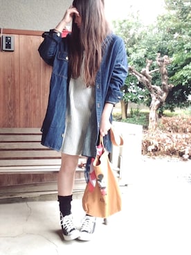 「mercibeaucoup,（メルシーボークー）のアイテム（シャツワンピース）」を使った、☆kiraky☆さん（レディース・156cm）の冬コーディネート