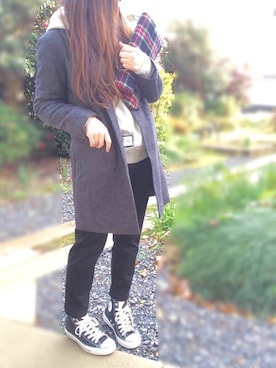 「LBC（エルビーシー）のアイテム（チェスターコート）」を使った、☆kiraky☆さん（レディース・156cm）の冬コーディネート