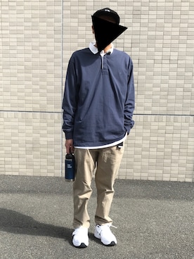 「ラガーシャツ」｜スーさん（メンズ・173cm）の春コーディネート