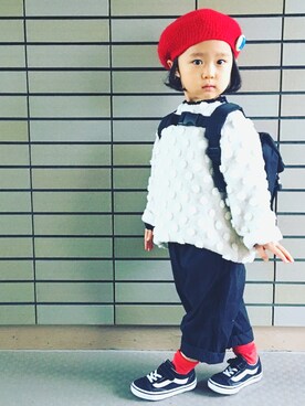 「ARCH & LINE（アーチアンドライン）のアイテム（バッグ）」を使った、*𝙰𝙽𝚂_𝙼𝙴*さん（キッズ・90cm）の冬コーディネート