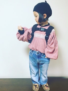 「ARCH & LINE（アーチアンドライン）のアイテム（バッグ）」を使った、*𝙰𝙽𝚂_𝙼𝙴*さん（キッズ・90cm）の冬コーディネート