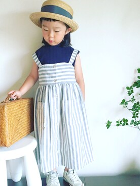 「レトロ」｜「アイテム（オールインワン・サロペット）」を使った、*𝙰𝙽𝚂_𝙼𝙴*さん（キッズ・100cm）の夏コーディネート