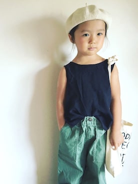 「ハンサムコーデ」｜「アイテム（ハンチング/ベレー帽）」を使った、*𝙰𝙽𝚂_𝙼𝙴*さん（キッズ・100cm）の夏コーディネート