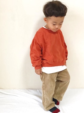 「アイテム（スウェット）」を使った、*𝙰𝙽𝚂_𝙼𝙴*さん（キッズ・90cm）の秋コーディネート