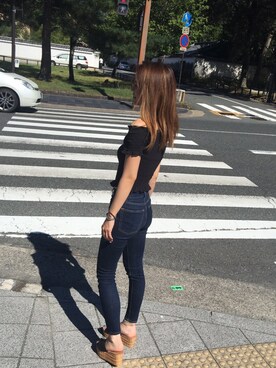 「GALLERIE（ギャレリー）のアイテム（Tシャツ/カットソー）」を使った、ゆりんぬさん（レディース・158cm）の秋コーディネート