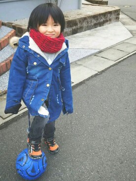 「スヌード」｜「アイテム（その他アウター）」を使った、あおいさん（キッズ・110cm）の冬コーディネート